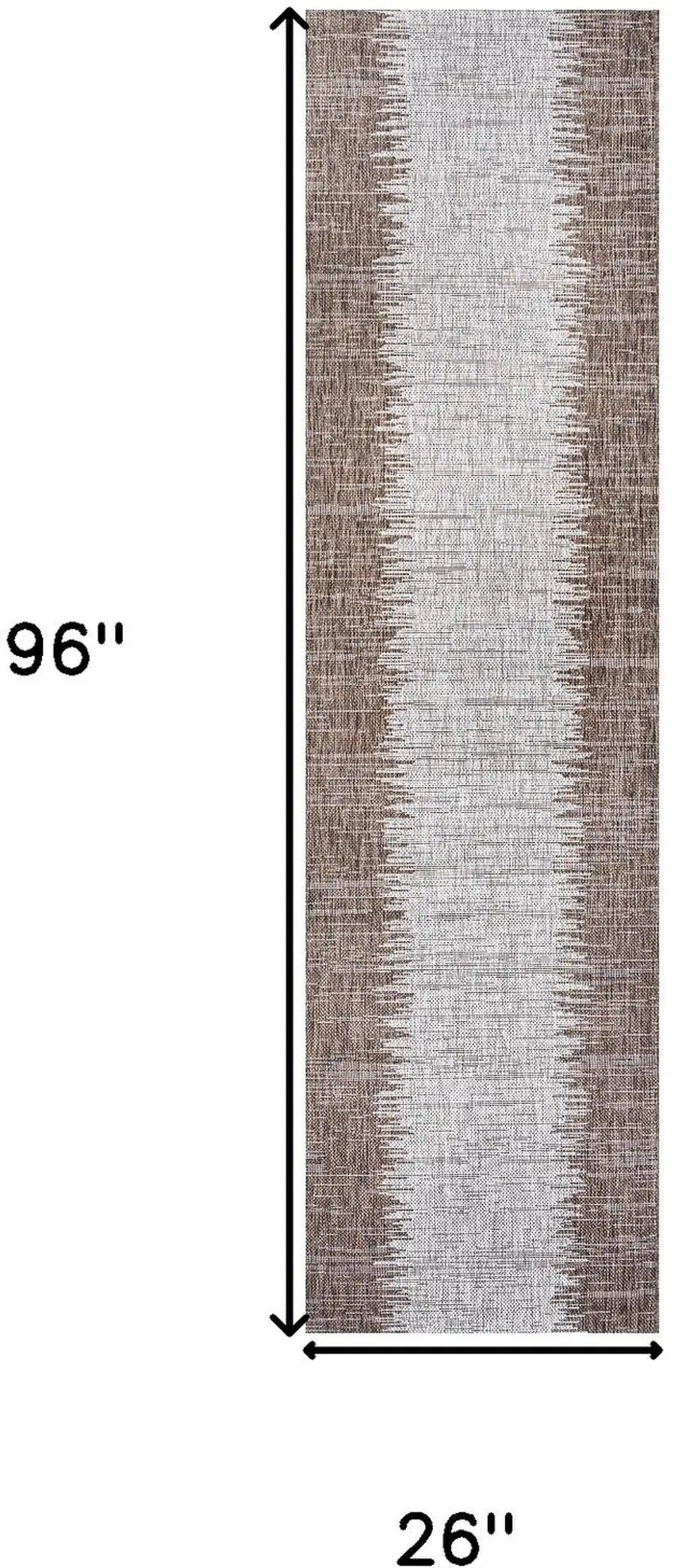 8' Brown And Beige Striped Indoor Outdoor Runner Rug Photo 3
