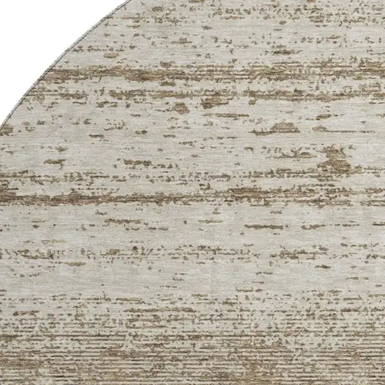 8' Brown And Beige Striped Washable Round Rug With UV Protection Photo 3
