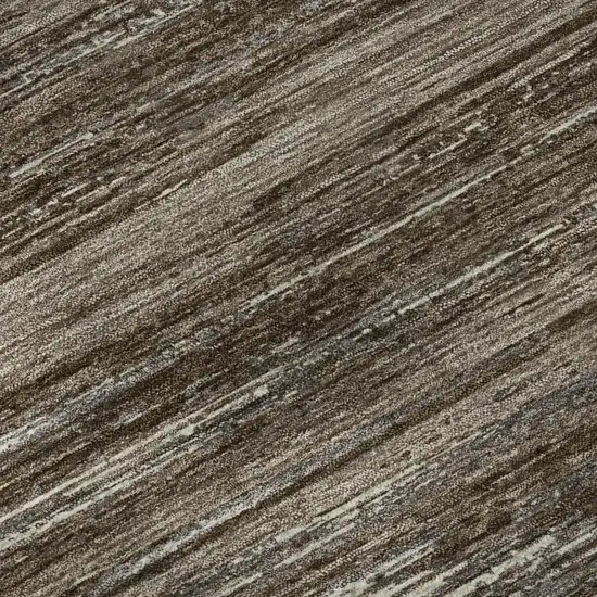 8' Brown And Beige Striped Washable Round Rug With UV Protection Photo 9