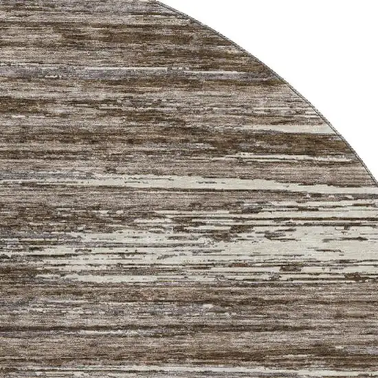 8' Brown And Beige Striped Washable Round Rug With UV Protection Photo 3