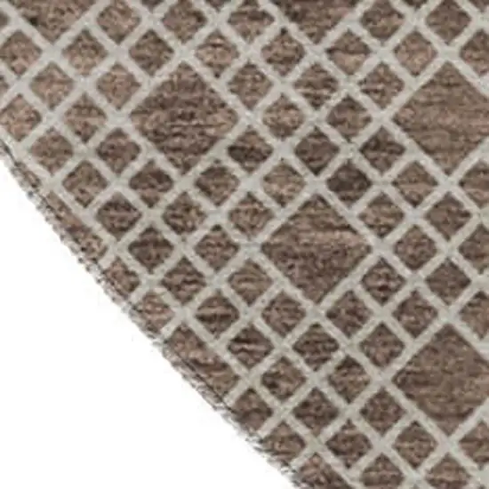 8' Brown And Beige Striped Washable Round Rug With UV Protection Photo 2