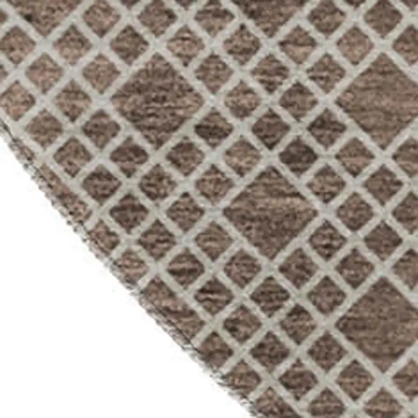 8' Brown And Beige Striped Washable Round Rug With UV Protection Photo 2