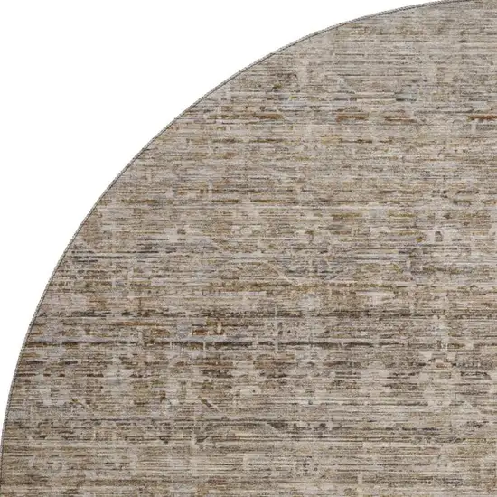 8' Brown And Beige Striped Washable Round Rug With UV Protection Photo 3