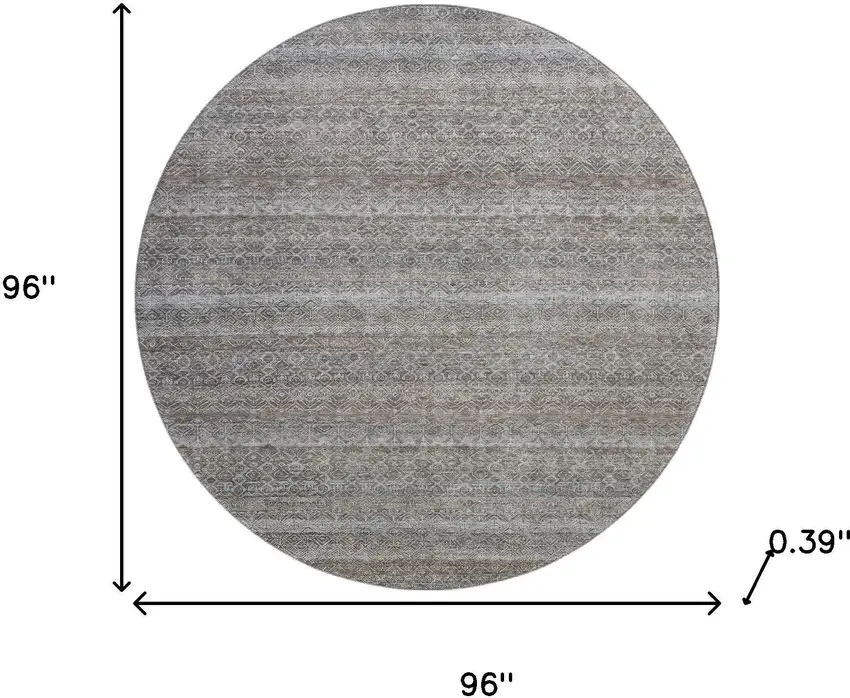 8' Brown And Beige Striped Washable Round Rug With UV Protection Photo 8