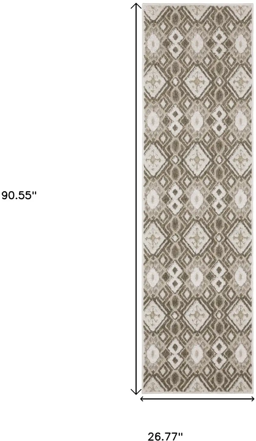 8' Brown And Beige Tribal Runner Rug Photo 3