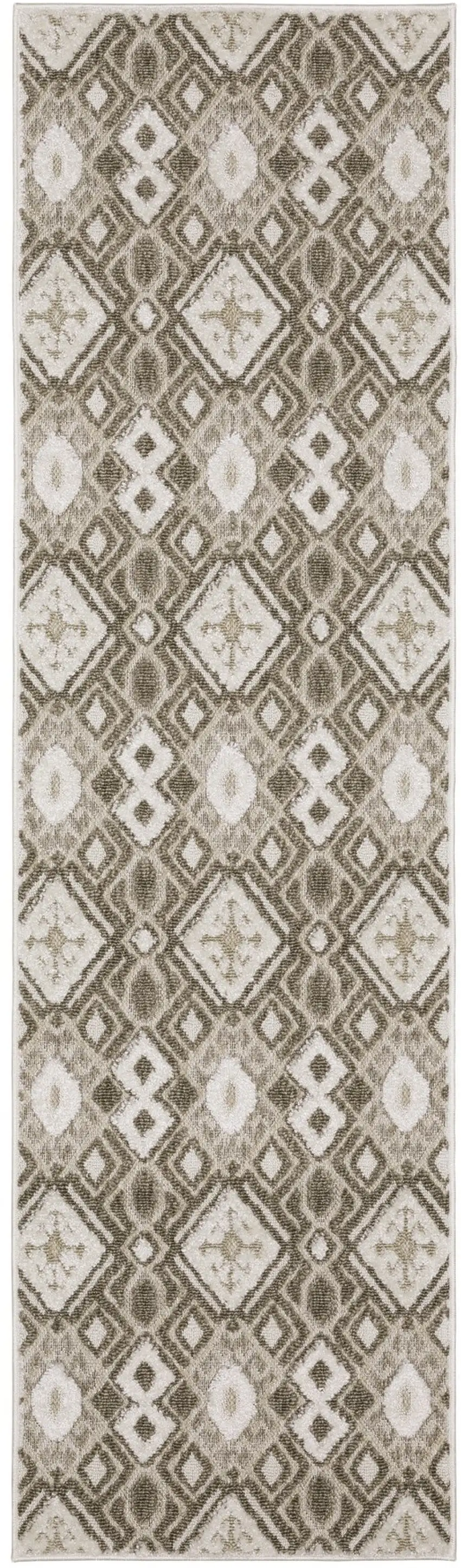 8' Brown And Beige Tribal Runner Rug Photo 2