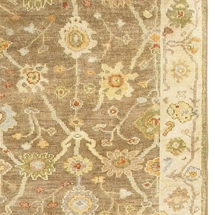 10' Brown And Beige Wool Oriental Hand Knotted Runner Rug Photo 5