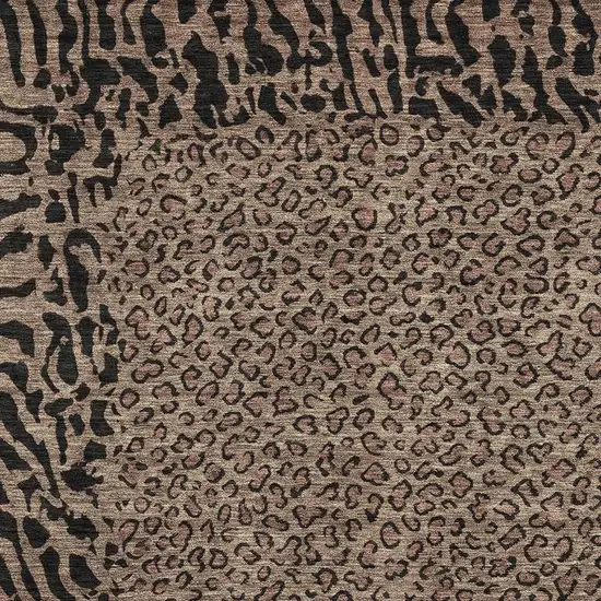8' Brown And Black Animal Print Washable Area Rug With UV Protection Photo 2