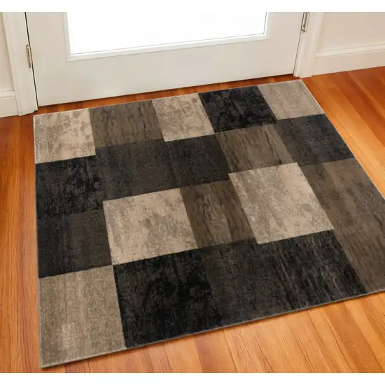 3' Brown And Black Southwestern Square Rug Photo 1