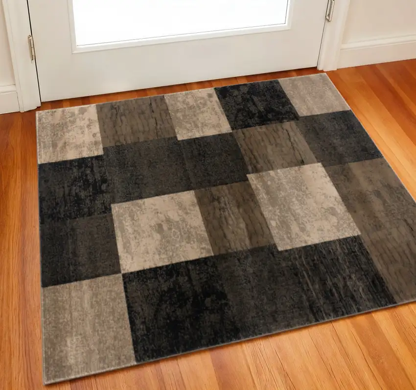 3' Brown And Black Southwestern Square Rug Photo 1