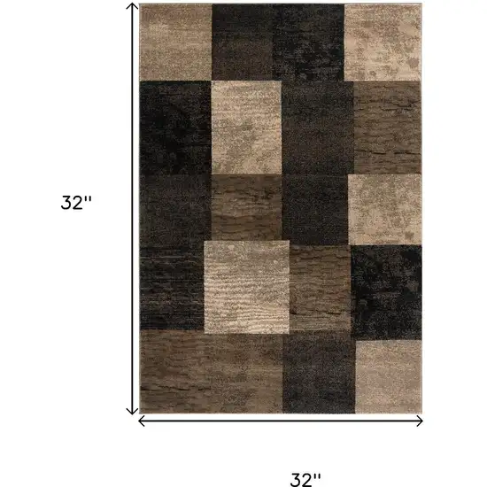 3' Brown And Black Southwestern Square Rug Photo 3