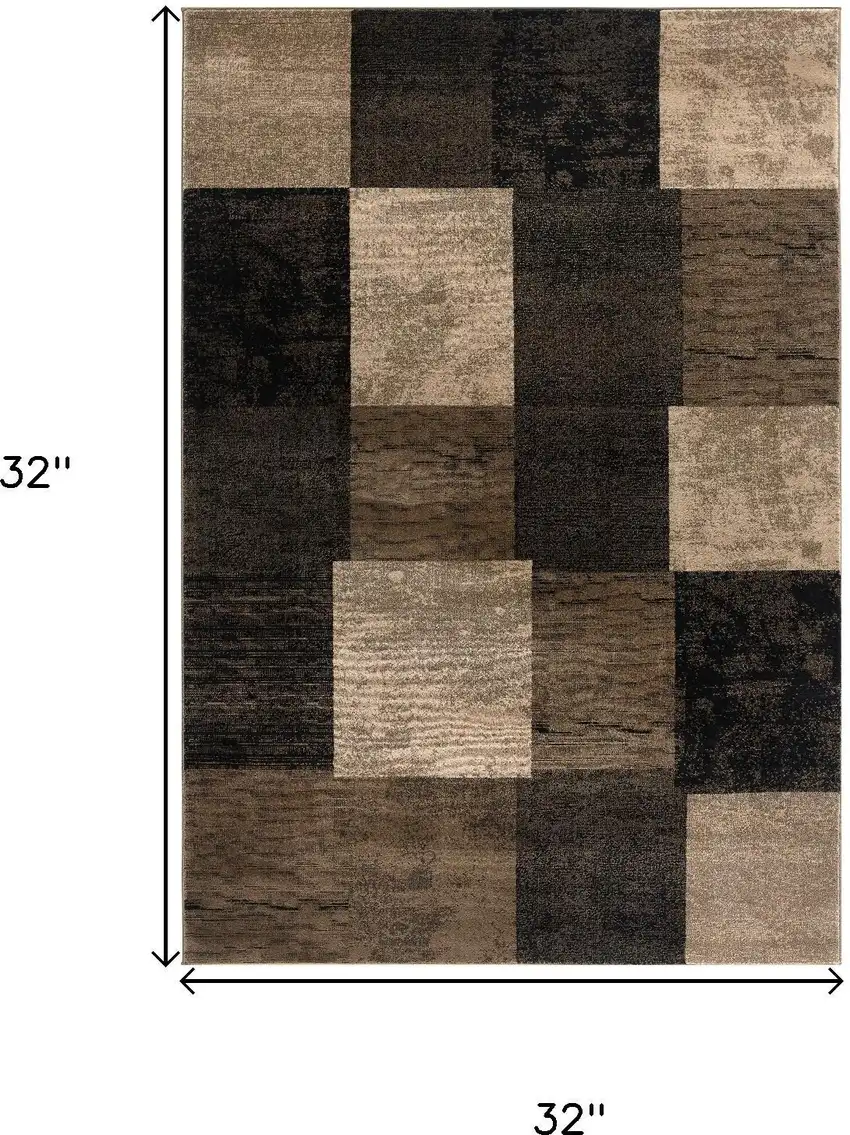 3' Brown And Black Southwestern Square Rug Photo 3