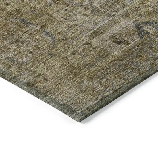 8' Brown And Blue Round Medallion Washable Indoor Outdoor Area Rug Photo 9