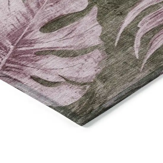 8' Brown And Blush Round Floral Washable Indoor Outdoor Area Rug Photo 8