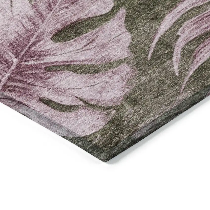 8' Brown And Blush Round Floral Washable Indoor Outdoor Area Rug Photo 8