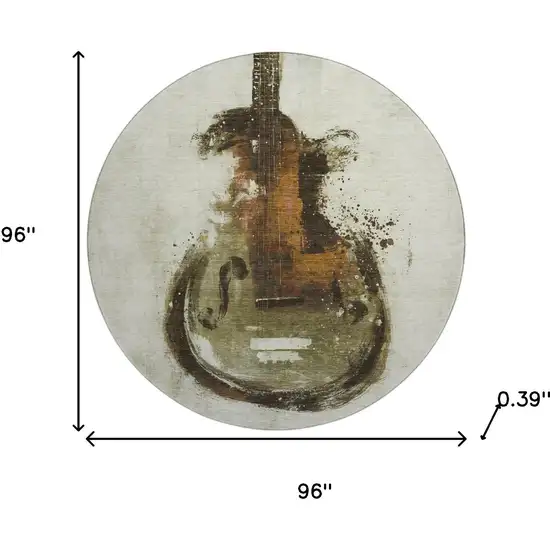 8' Brown And Charcoal Abstract Washable Round Rug With UV Protection Photo 8