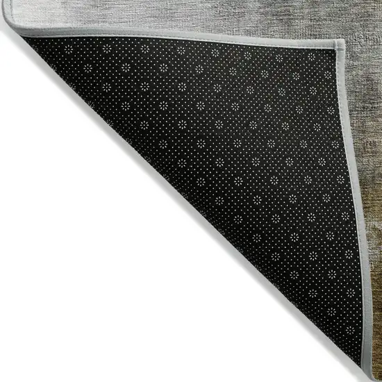 8' Brown And Charcoal Round Abstract Washable Indoor Outdoor Area Rug Photo 8