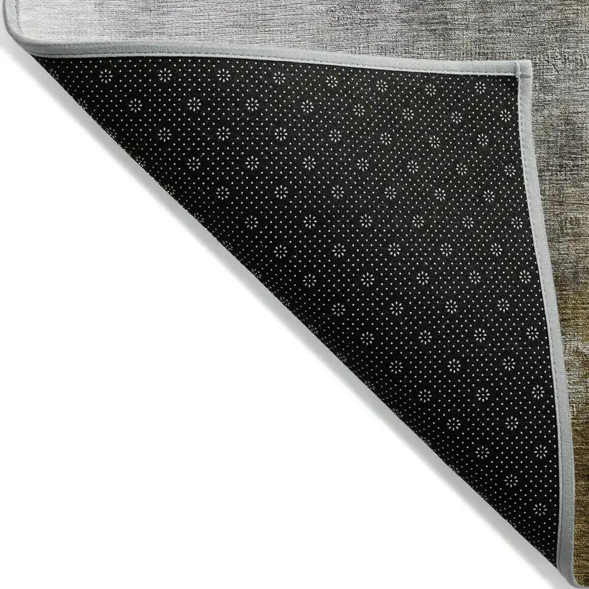 8' Brown And Charcoal Round Abstract Washable Indoor Outdoor Area Rug Photo 8