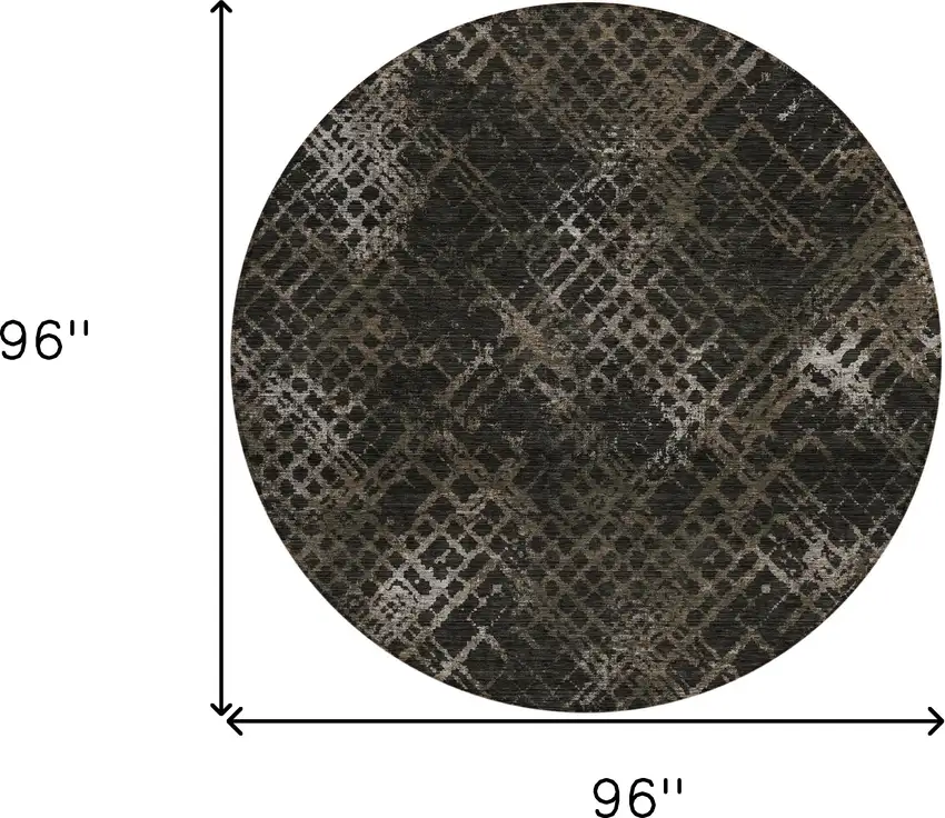 8' Brown And Chocolate Round Geometric Washable Indoor Outdoor Area Rug Photo 3