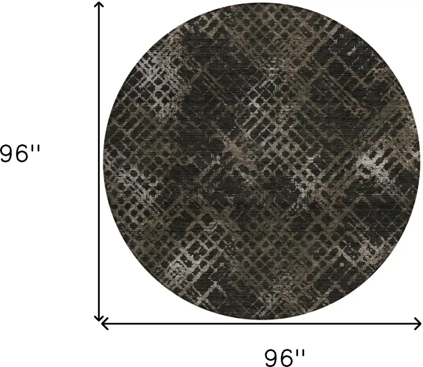 8' Brown And Chocolate Round Geometric Washable Indoor Outdoor Area Rug Photo 3