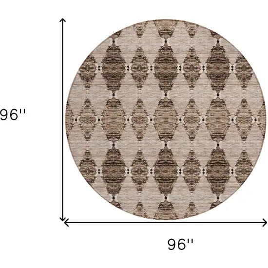 8' Brown And Chocolate Round Moroccan Washable Indoor Outdoor Area Rug Photo 3