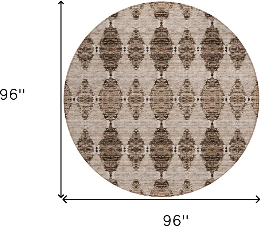 8' Brown And Chocolate Round Moroccan Washable Indoor Outdoor Area Rug Photo 3