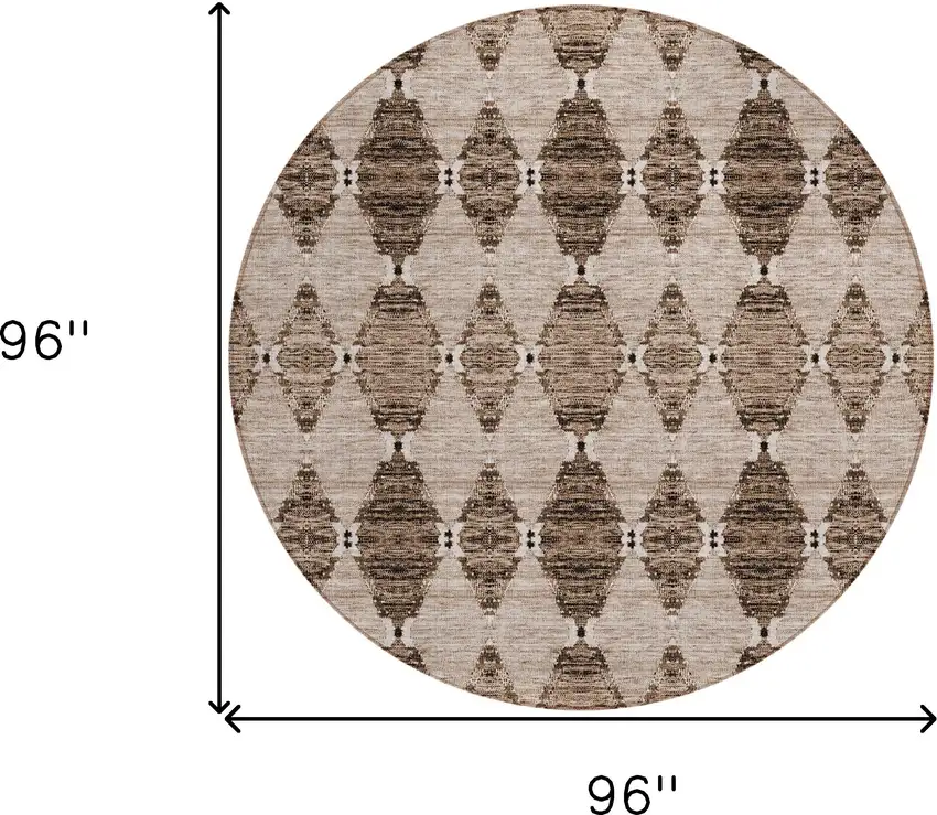 8' Brown And Chocolate Round Moroccan Washable Indoor Outdoor Area Rug Photo 3
