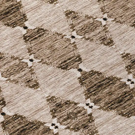 8' Brown And Chocolate Round Moroccan Washable Indoor Outdoor Area Rug Photo 4
