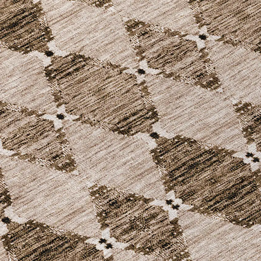 8' Brown And Chocolate Round Moroccan Washable Indoor Outdoor Area Rug Photo 4