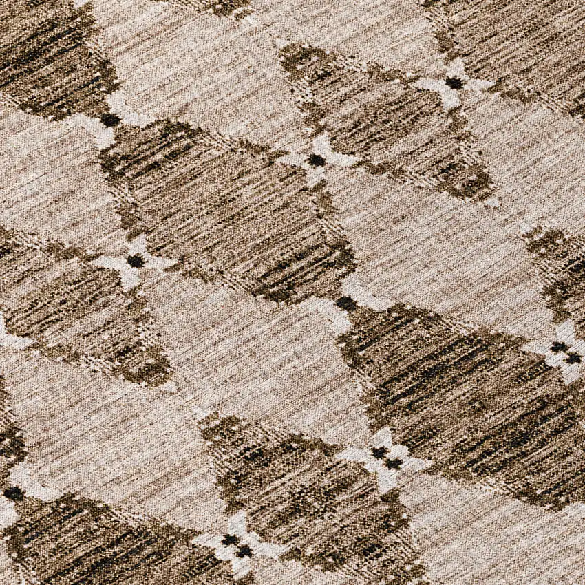 8' Brown And Chocolate Round Moroccan Washable Indoor Outdoor Area Rug Photo 4
