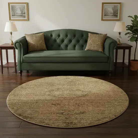 8' Brown And Coffee Medallion Washable Round Rug With UV Protection Photo 2