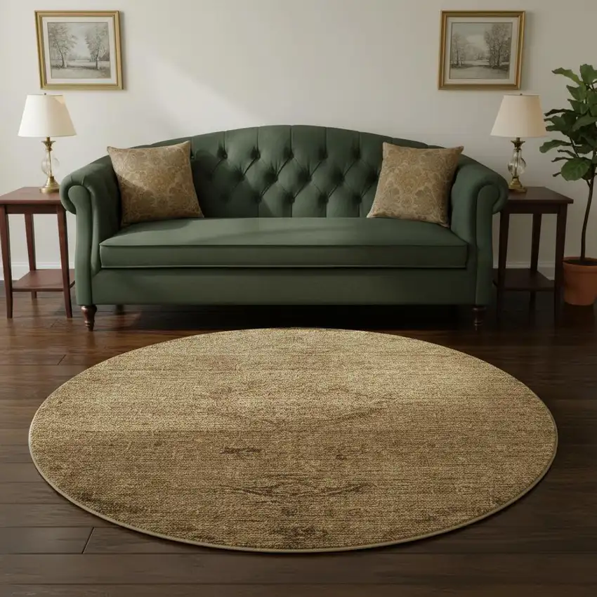 8' Brown And Coffee Medallion Washable Round Rug With UV Protection Photo 2