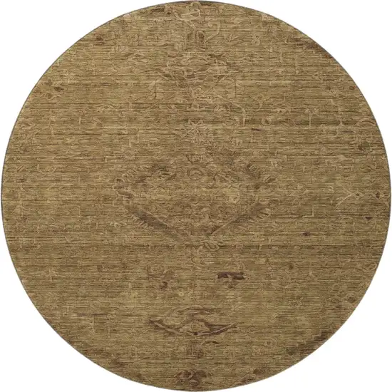 8' Brown And Coffee Medallion Washable Round Rug With UV Protection Photo 3