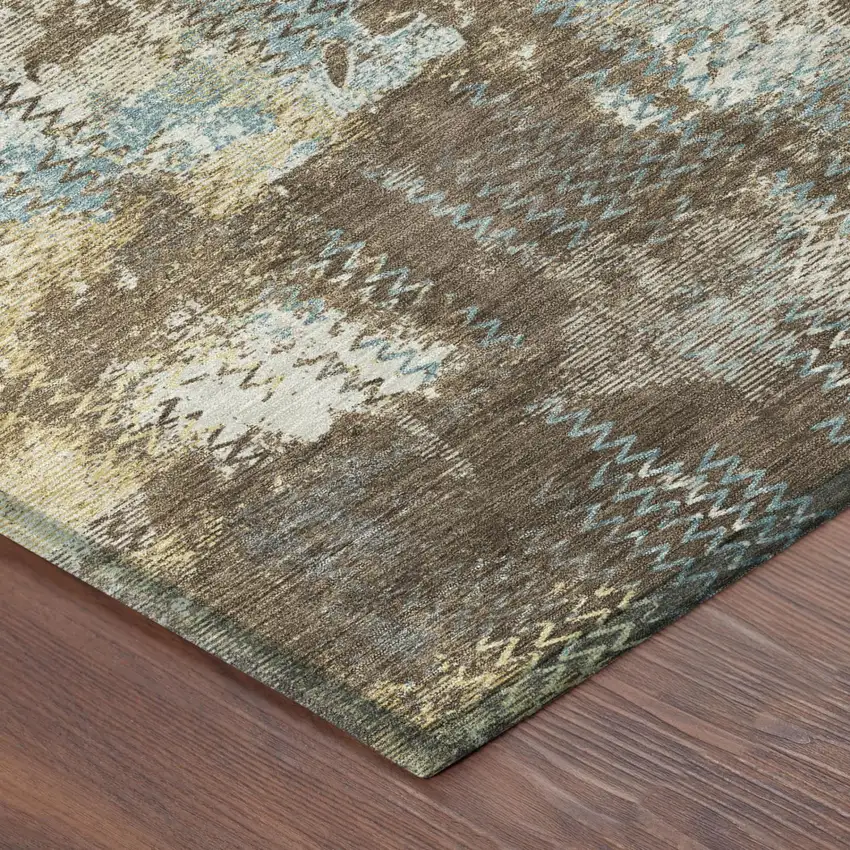 8' Brown And Coffee Round Abstract Washable Indoor Outdoor Area Rug Photo 3
