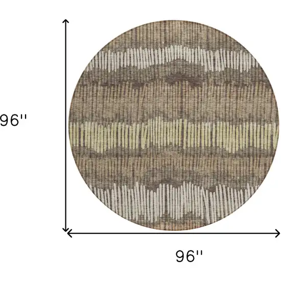 8' Brown And Dark Green Round Striped Washable Indoor Outdoor Area Rug Photo 3