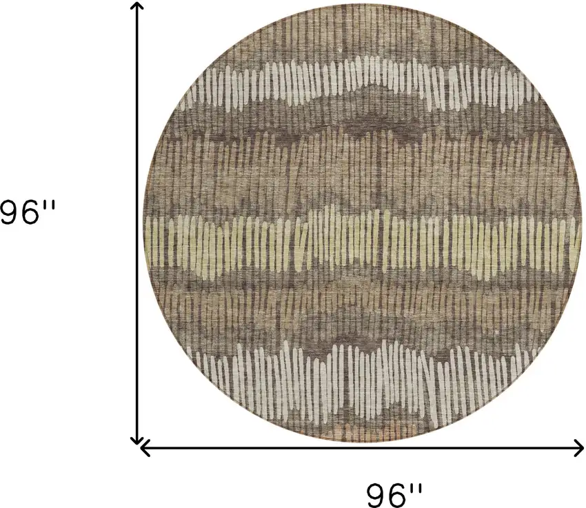 8' Brown And Dark Green Round Striped Washable Indoor Outdoor Area Rug Photo 3