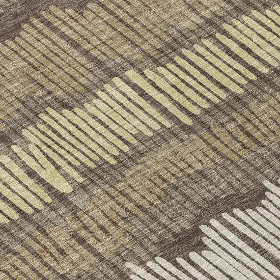8' Brown And Dark Green Round Striped Washable Indoor Outdoor Area Rug Photo 8