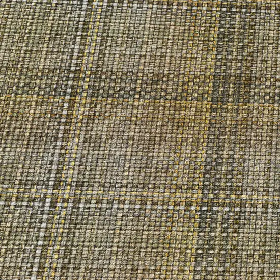 8' Brown And Gold Round Plaid Washable Indoor Outdoor Area Rug Photo 5