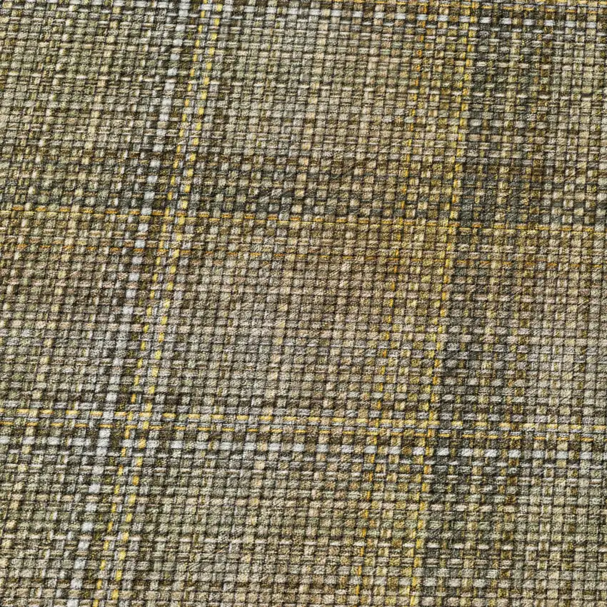8' Brown And Gold Round Plaid Washable Indoor Outdoor Area Rug Photo 5
