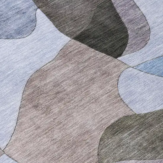 8' Brown And Graphite Round Abstract Washable Indoor Outdoor Area Rug Photo 4