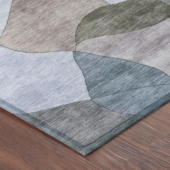 8' Brown And Graphite Round Abstract Washable Indoor Outdoor Area Rug Photo 3