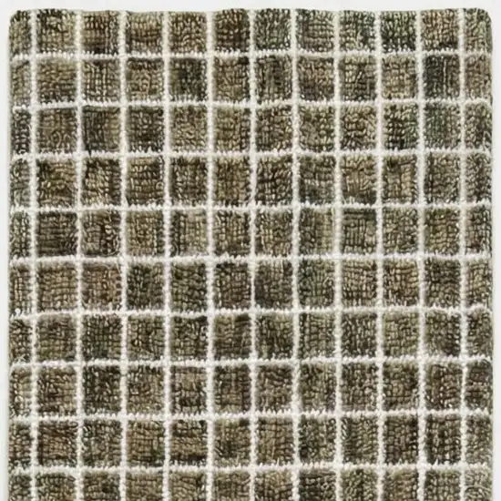 8' Brown And Gray Geometric Runner Rug Photo 4