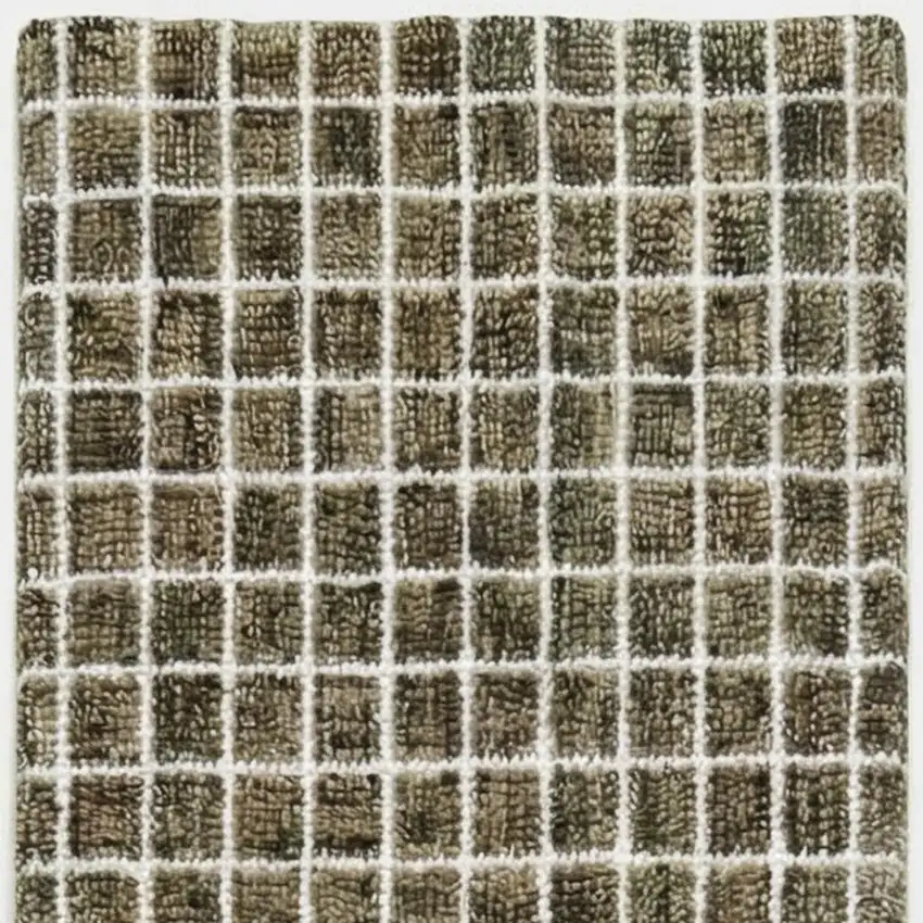 8' Brown And Gray Geometric Runner Rug Photo 4