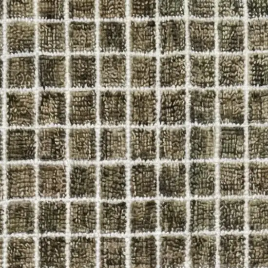 8' Brown And Gray Geometric Runner Rug Photo 3