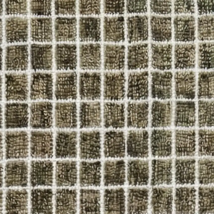 8' Brown And Gray Geometric Runner Rug Photo 3