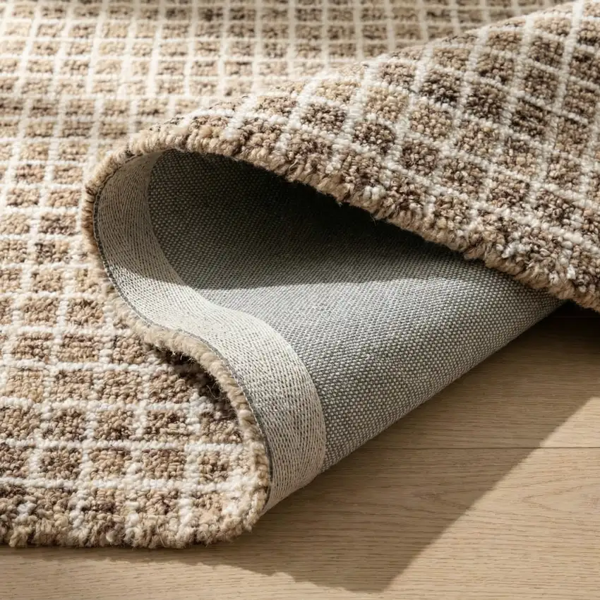 8' Brown And Gray Geometric Runner Rug Photo 7