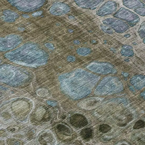 8' Brown And Gray Round Abstract Washable Indoor Outdoor Area Rug Photo 9