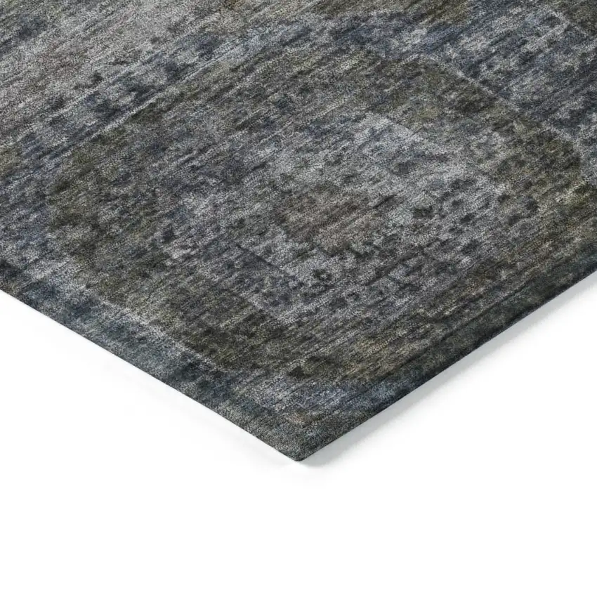 8' Brown And Gray Round Medallion Washable Indoor Outdoor Area Rug Photo 7