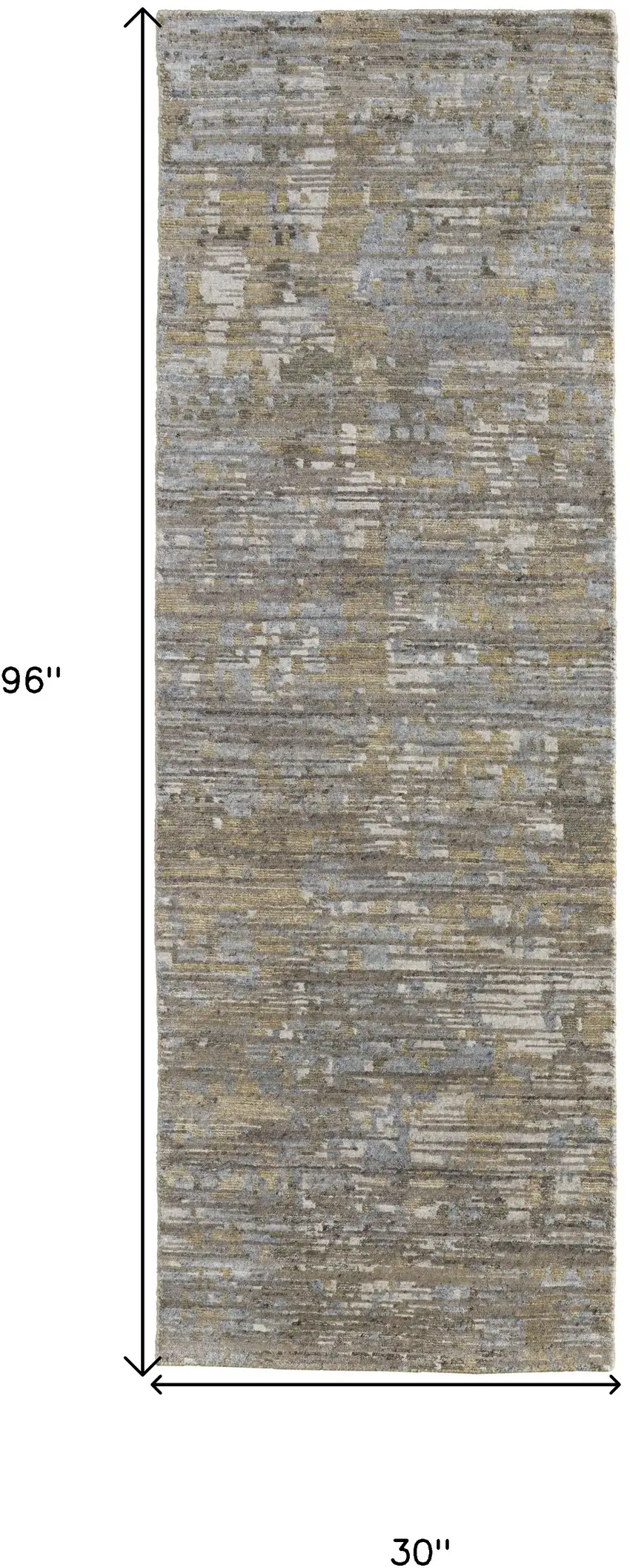 8' Brown And Gray Wool Abstract Hand Knotted Runner Rug Photo 5