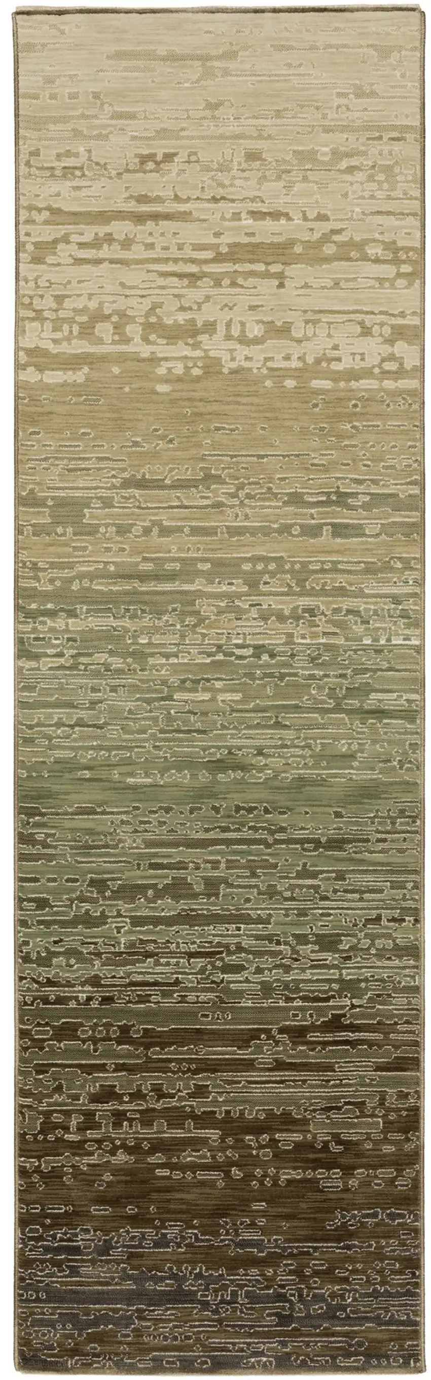 8' Brown And Green Abstract Runner Rug Photo 2